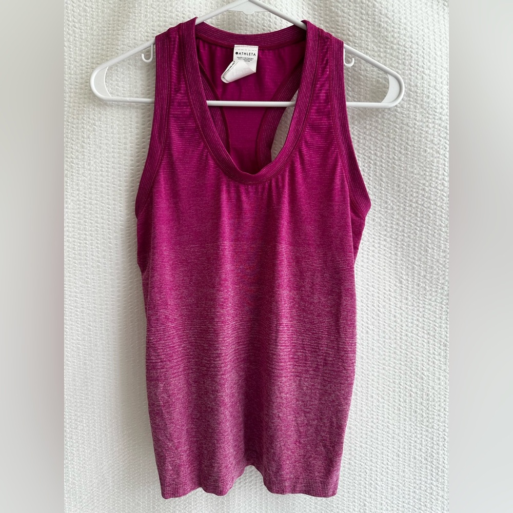 Athleta Pink Racerback Tank Top Women’s XS Ombré Space Dye Athletic Workout Gym
